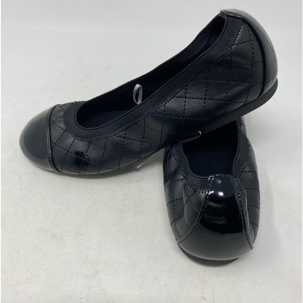 The Childrens Place Girls Black Slip On Ballet Flats Shoes Quilted - Size3